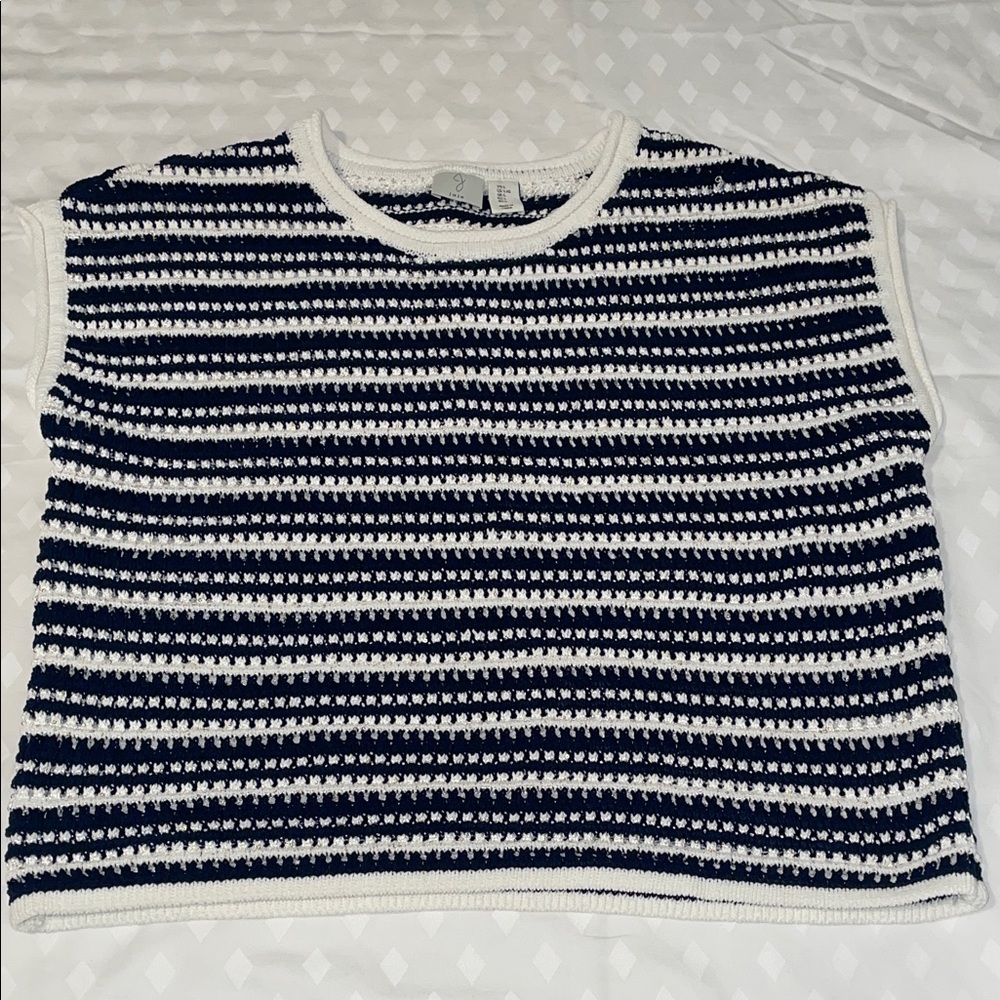 Joie Navy and White Knit Top